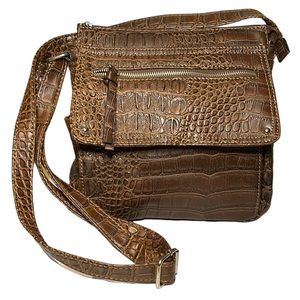 Mia DeLuca‎ brown animal print shoulder bag pleather